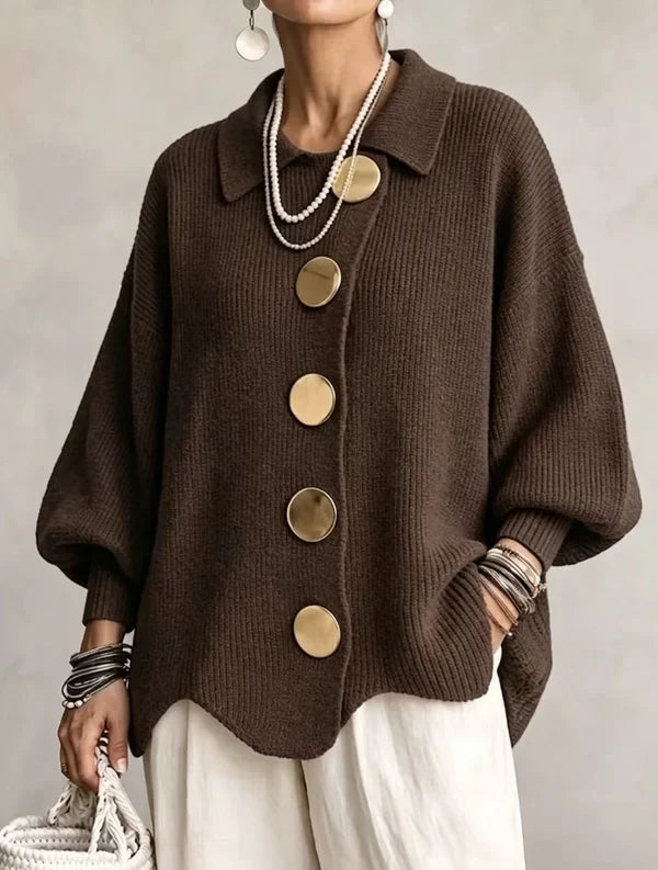 Céleste – Cardigan oversize à Boutons Dorés