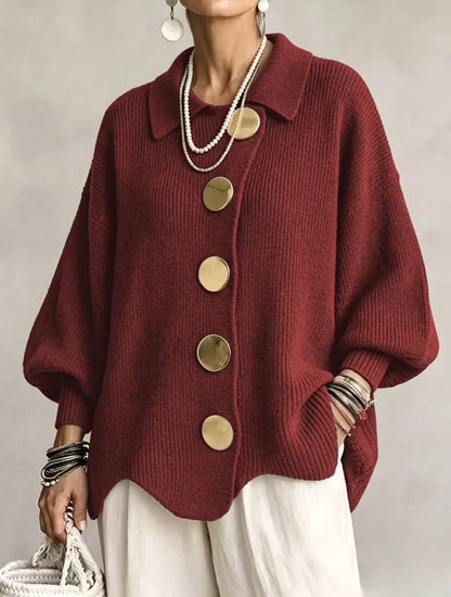 Céleste – Cardigan oversize à Boutons Dorés