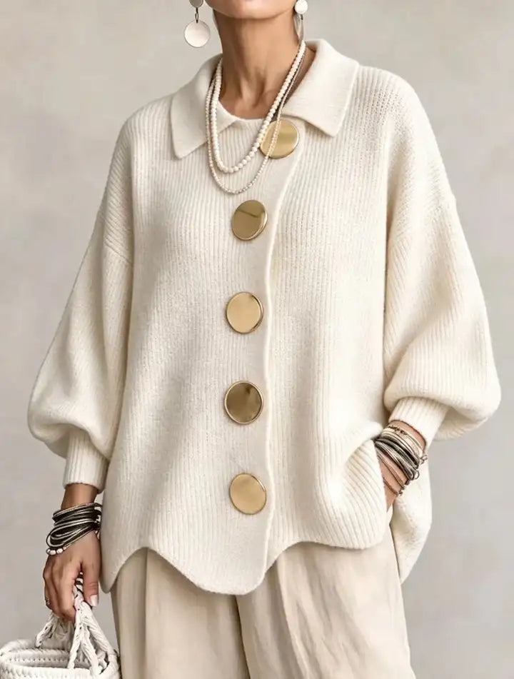 Céleste – Cardigan oversize à Boutons Dorés
