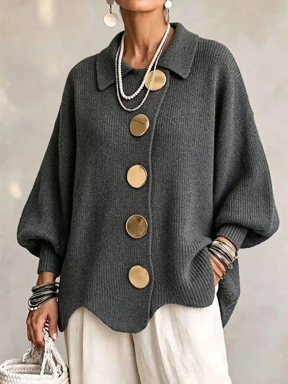 Céleste – Cardigan oversize à Boutons Dorés
