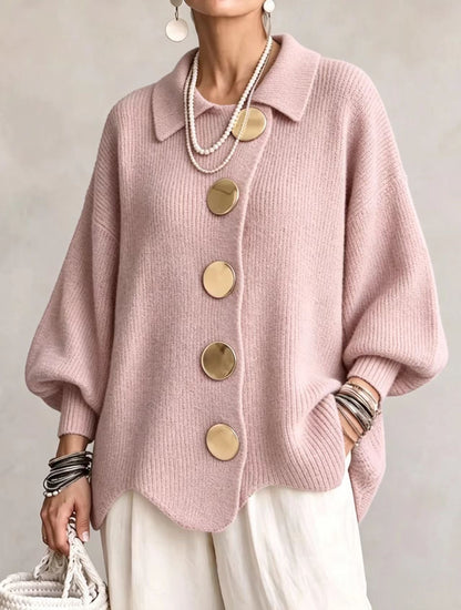 Céleste – Cardigan oversize à Boutons Dorés