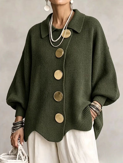 Céleste – Cardigan oversize à Boutons Dorés